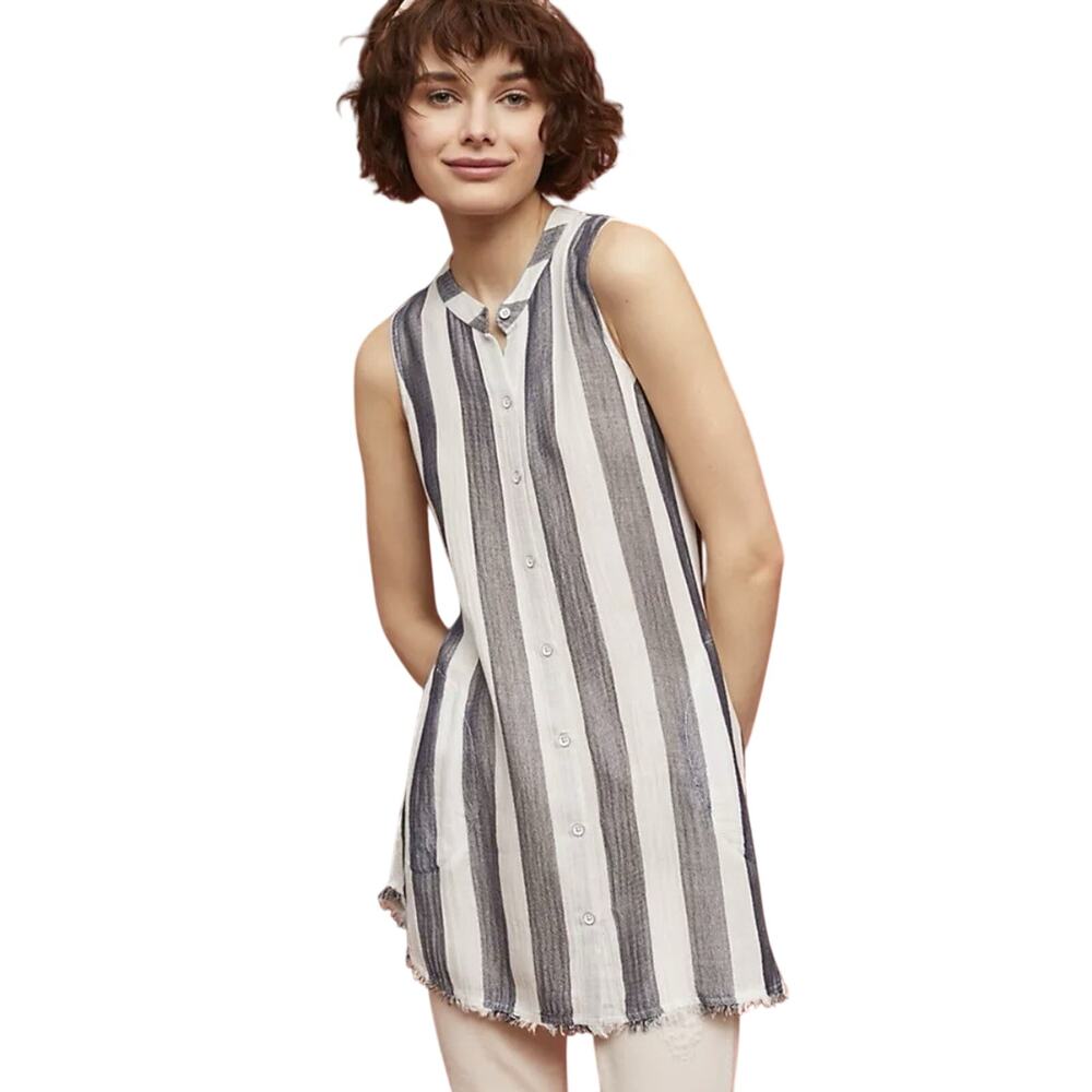 Anthropologie Cloth & Stone Striped Sleeveless Tunic Pockets Large Indie Sleaze
